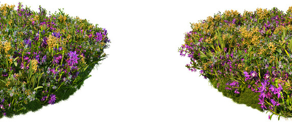 3D render garden decorated with orchids Multiple formats on a transparent background