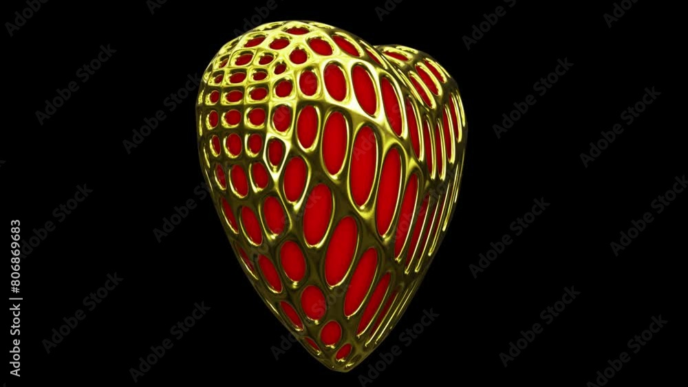 Aufkleber realistic abstract looping 3d animation of the spinning red heart in a gold cage rendered in uhd wit