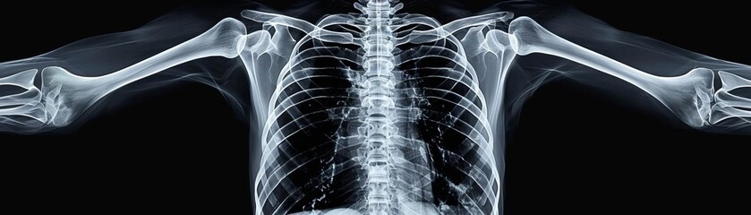 X-ray image of a healthy adult human skeleton - obrazy, fototapety, plakaty