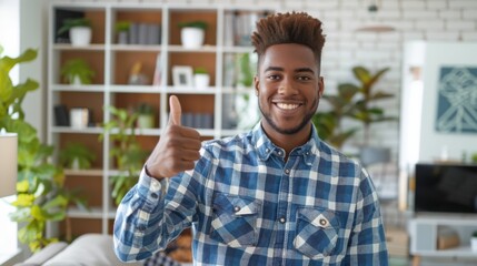 Smiling Man Giving Thumbs Up