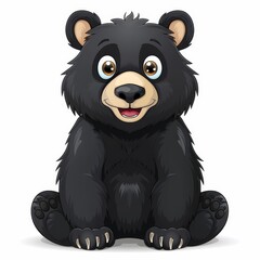 Fototapeta premium A black bear grinning, displaying large paws on its chest