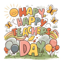 Happy Teacher's day Teacher's day typography concept as template for cards posters 