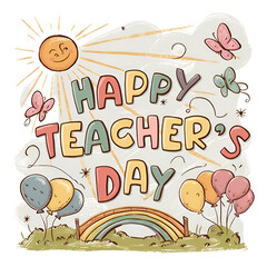 Happy Teacher's day Teacher's day typography concept as template for cards posters 