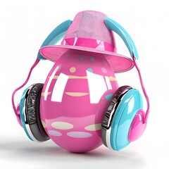 pink headphones on a white background