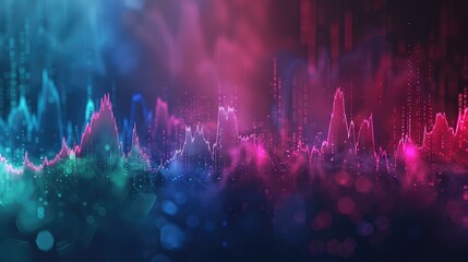 3d illustration of abstract background with glowing particles, Network concept, 3D rendering of stock chart trading, abstract background with dynamic waves, Neon sound wave, abstract light technology
 - obrazy, fototapety, plakaty