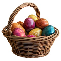 Basket of Easter eggs on a white background holy holiday of Easter AI generated image
