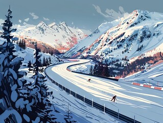 illustration dâ€™une piste de biathlon vue globale de dessus 