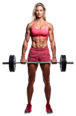 Fototapeta premium PNG Trainer coach women barbell workout big muscles sports.