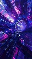 Minimalistic Futurism. Blue and Purple colours. Business atmospher. Showcasing the world of Generative AI and the economy. 
