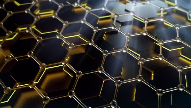 nanotech nanotechnology quantum computer robotic engineering loop. This macro nano technology 3D animation is a representation of quantum computing nano tech.