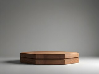 wooden podium for product advertisement isolated on white background