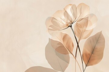 abstract floral petal arrangement in soft pastel beige minimalist aesthetic digital illustration