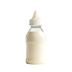 Newborn milk formula in a plastic bottle isolated against a white background 