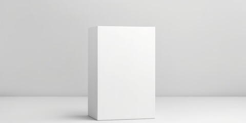 White tall product box copy space is isolated against a white background for ad advertising sale alert or news blank copyspace for design text photo website 