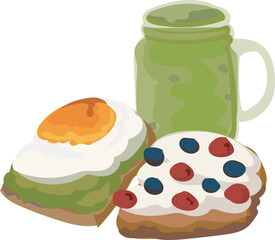 Healthy food illustration on transparent background.

