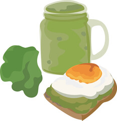 Healthy drinks illustration on transparent background.
