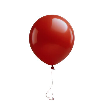 shiny and glossy single red balloon isolated on transparent background, png