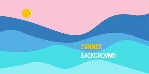 Geometric Colourful Summer Background, poster, banner. Wave Summer time. Vector abstract background flat design stock illustration