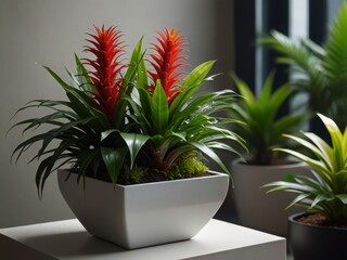 colorful guzmania bromeliad plants