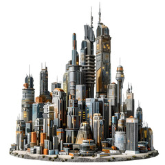 Urban concept: Metropolis city isolated on a white background 