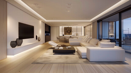 Fototapeta premium Minimalist interior design of modern living room. Design of a modern living room. Contemporary living space mockup.