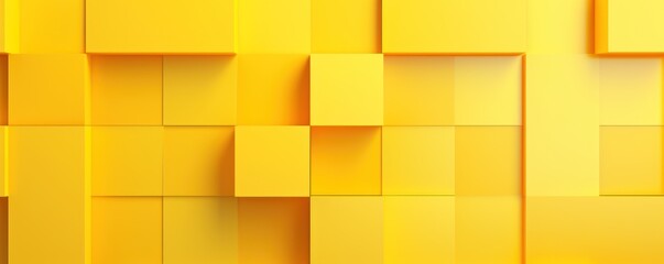 Yellow color square pattern on banner with shadow abstract yellow geometric background with copy space modern minimal concept empty blank 