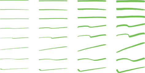 イラスト素材：ライン素材のあしらい　手書きのシンプルでかわいい罫線　緑. simple hand draw red borders
