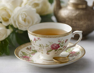 Un'armonia di aromi: la tazza di t&egrave; promette un momento di puro piacere gustativo.