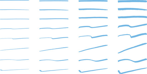 イラスト素材：ライン素材のあしらい　手書きのシンプルでかわいい罫線　青　水色. simple hand draw red borders