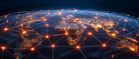 A glowing network of connections around the Earth, representing the global reach and interconnectedness of the internet.