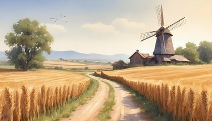 Rustic Farmhouse Surrounded By Golden Wheat Fields Upscaled 3