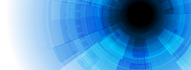 Tech gear blue abstract futuristic background. Vector graphic banner design