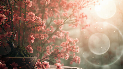 Timeless Beauty: Japanese Cherry Blossoms, Bamboo, Bonsai, and Waves in a Vintage Style Asian Circle Icon Set
