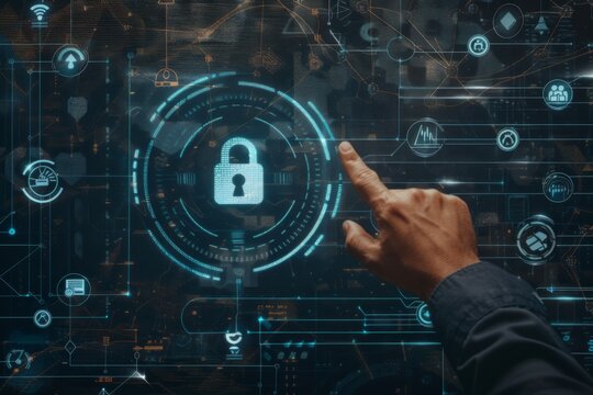 Secure business networks and data privacy with HTTPS and padlock measures, integrating API and OAuth to defend against malware in the digital realm.