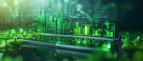 Obraz premium Create a set of interactive online tools that help companies assess their ESG compliance, featuring a sleek green design to emphasize environmental themes