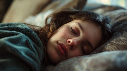 AI generated illustration of a sleeping young woman