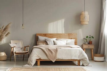 minimalist cozy bedroom interior with neutral colors modern scandinavian design