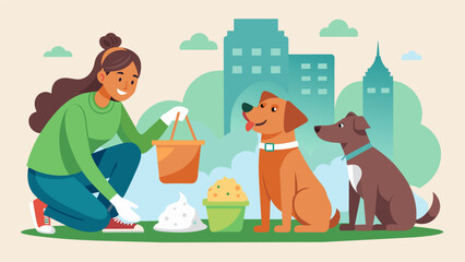 A pet waste pickup service for busy pet owners utilizing biodegradable bags and responsible disposal ods.. Vector illustration