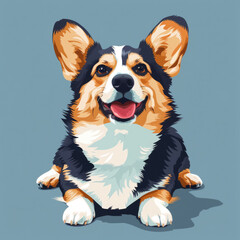 Close up of welsh corgi breed dog. Cute portrait of puppy. Cartoon, character illustration. Generative ai