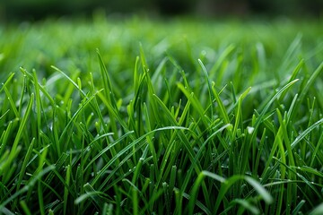 Texture exploration: A detailed look at verdant grass, revealing its dense structure and the micro-textures on each meticulously cut blade. 