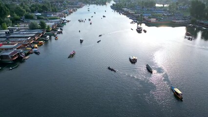 Srinagar, Dal Lake from drone, Jammu and Kashmir, India from the air