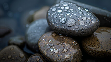 Beautiful Droplets: A Harmonious Gathering of Raindrops on a Surface