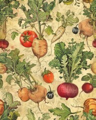 Vintage Vegetables, Whimsical Junk Journal Patterns