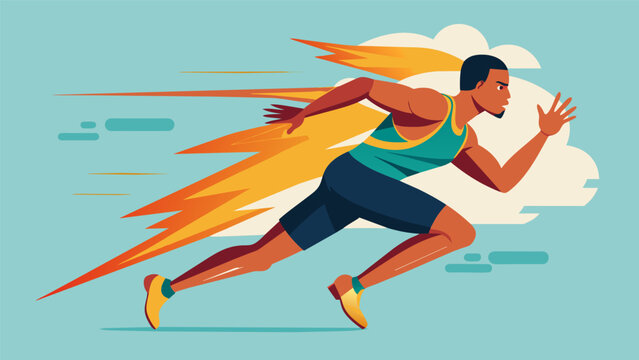 A burst of energy propels the sprinter towards the finish breaking the record and proving their dedication and determination.. Vector illustration