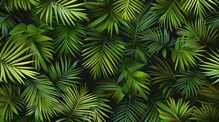 Captivating array of green shades in seamless pattern featuring lush date palm fronds