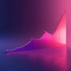 Rising graph with glowing points and neon lighting
