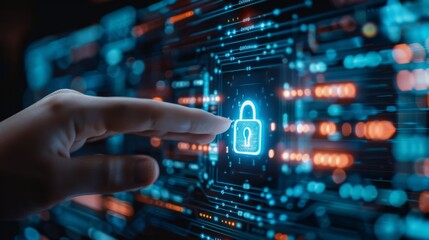 Fototapeta premium Enhance data security in enterprise networks with secure communication and encryption technology, employing secure APIs and password protection for robust cyber protection.