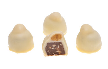 chocolate candies with hazelnuts isolated