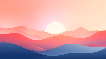 Fototapeta premium Digital sunset flat illustration graphic poster background