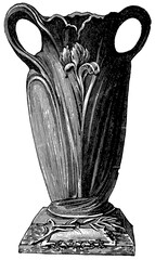Ancient Bronze Art. Vase. Publication of the book "Meyers Konversations-Lexikon", Volume 7, Leipzig, Germany, 1910